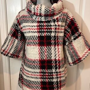 Garnish PDX Women's Wool Cowl Neck Lined Pullover Plaid Sweater